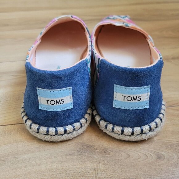 Toms Classic Citrus Oranges Espadrille Stripe Slip On Shoes Size 7.5W - Picture 6 of 10